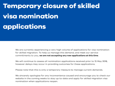 注意!昆州维州宣布暂停发放新EOI邀请!附加签证审理进度表。