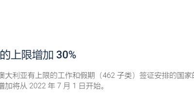 澳洲移民局：澳洲打工度假签证配额上升30%！今年7月1日起生效！