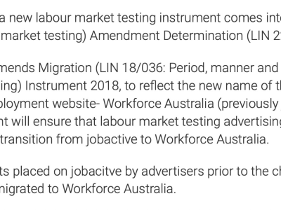 澳洲移民局更新劳动力市场测试(LMT)文件!