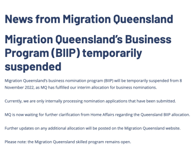 【澳晟资讯】ACT Matrix发放邀请,本轮共计邀请425人!塔州州担审理进度更新!昆州商业移民配额暂时用尽!