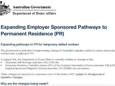 【澳晟资讯】大赦!澳洲雇主担保放宽!482签证两年可转PR!(一个482签证带你上岸!)