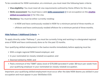 【澳晟海外】新政!新州491—Pathway1新增TSMIT $70,000收入要求!